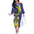US Virgin Islands Off The Shoulder Long Sleeve Dress Bananaquit Bird Mix Ginger Thomas Flower - Wonder Print Shop