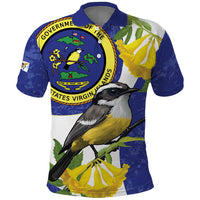 US Virgin Islands Polo Shirt Bananaquit Bird Mix Ginger Thomas Flower - Wonder Print Shop