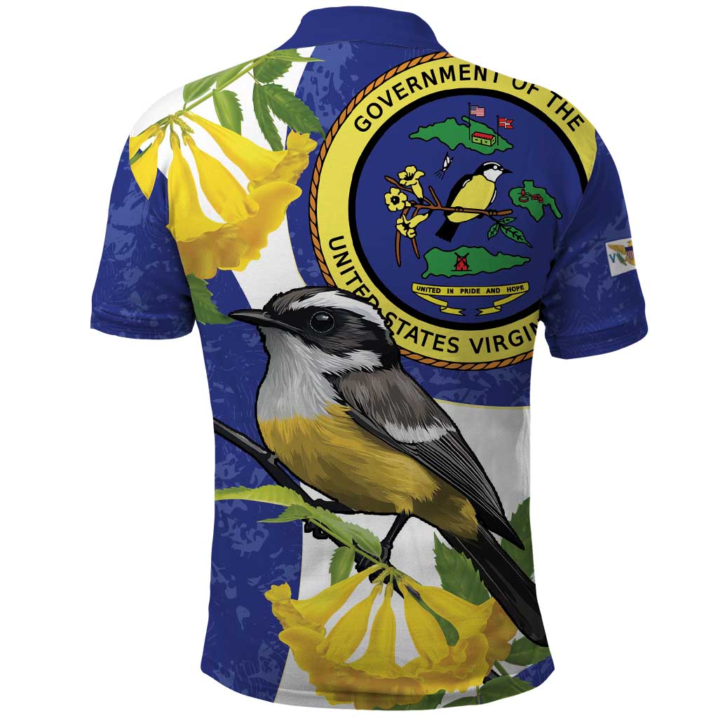US Virgin Islands Polo Shirt Bananaquit Bird Mix Ginger Thomas Flower - Wonder Print Shop
