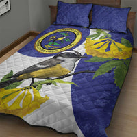 US Virgin Islands Quilt Bed Set Bananaquit Bird Mix Ginger Thomas Flower - Wonder Print Shop