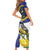 US Virgin Islands Short Sleeve Bodycon Dress Bananaquit Bird Mix Ginger Thomas Flower - Wonder Print Shop