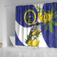 US Virgin Islands Shower Curtain Bananaquit Bird Mix Ginger Thomas Flower - Wonder Print Shop