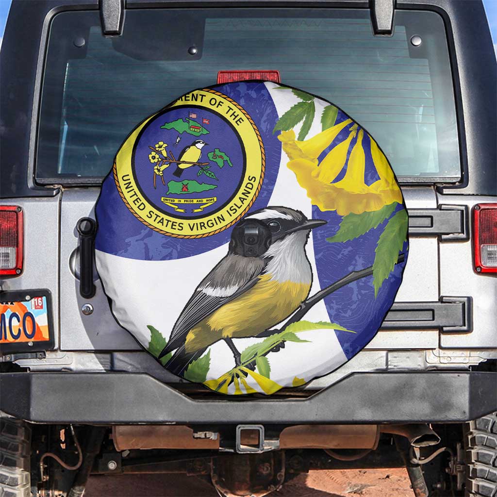 US Virgin Islands Spare Tire Cover Bananaquit Bird Mix Ginger Thomas Flower - Wonder Print Shop
