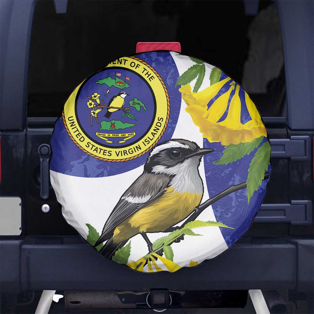 US Virgin Islands Spare Tire Cover Bananaquit Bird Mix Ginger Thomas Flower - Wonder Print Shop