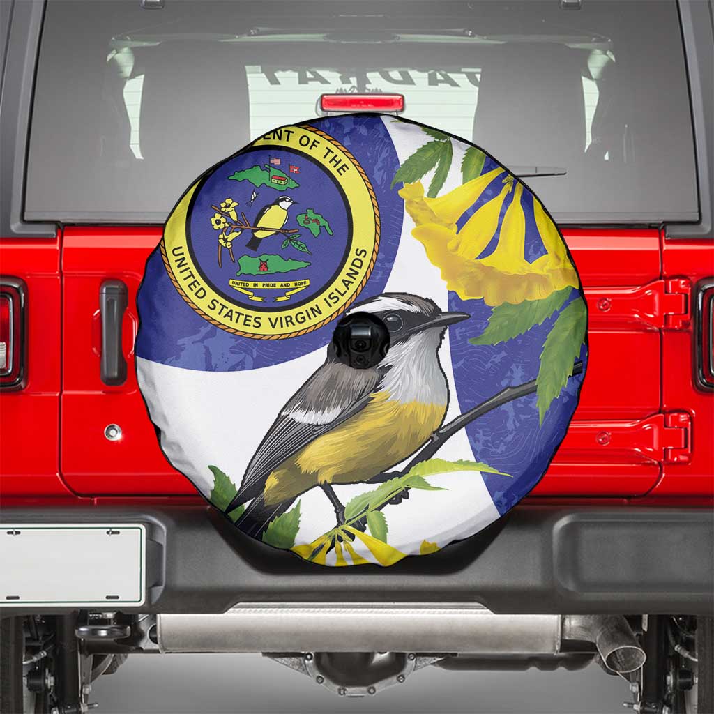US Virgin Islands Spare Tire Cover Bananaquit Bird Mix Ginger Thomas Flower - Wonder Print Shop