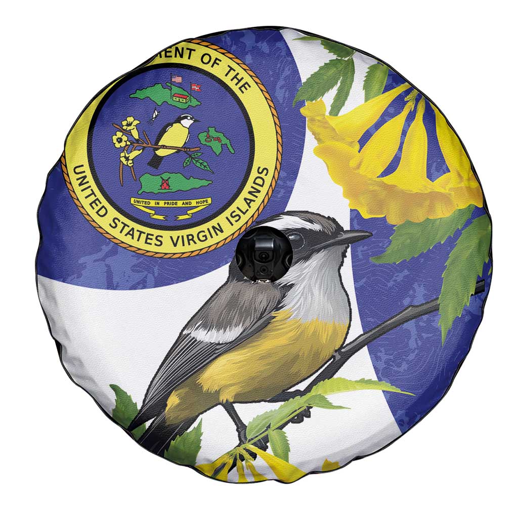 US Virgin Islands Spare Tire Cover Bananaquit Bird Mix Ginger Thomas Flower - Wonder Print Shop