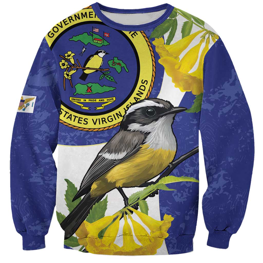 US Virgin Islands Sweatshirt Bananaquit Bird Mix Ginger Thomas Flower - Wonder Print Shop