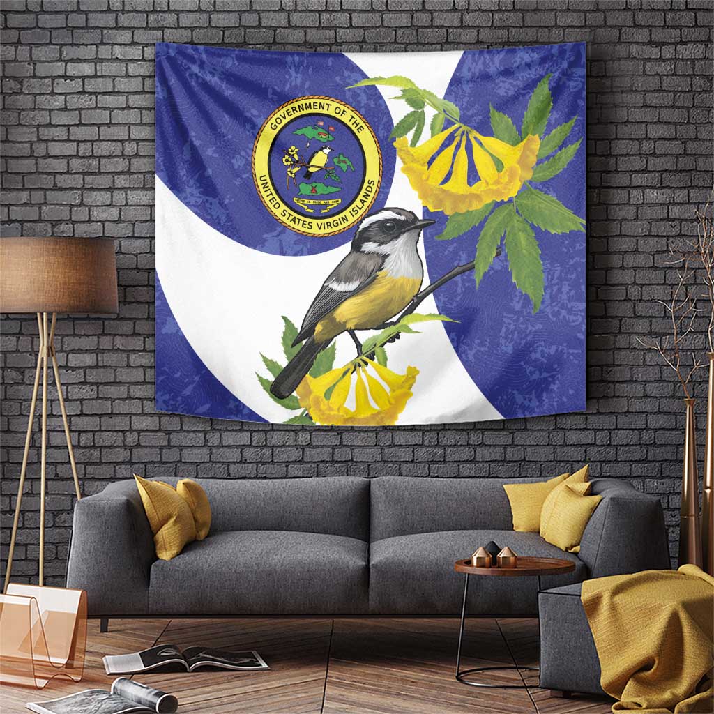 US Virgin Islands Tapestry Bananaquit Bird Mix Ginger Thomas Flower - Wonder Print Shop