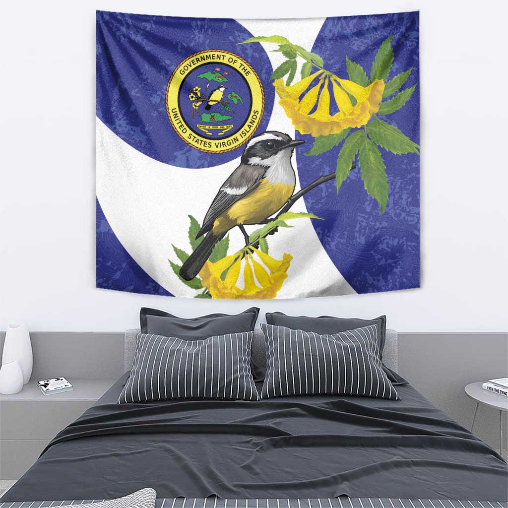 US Virgin Islands Tapestry Bananaquit Bird Mix Ginger Thomas Flower - Wonder Print Shop