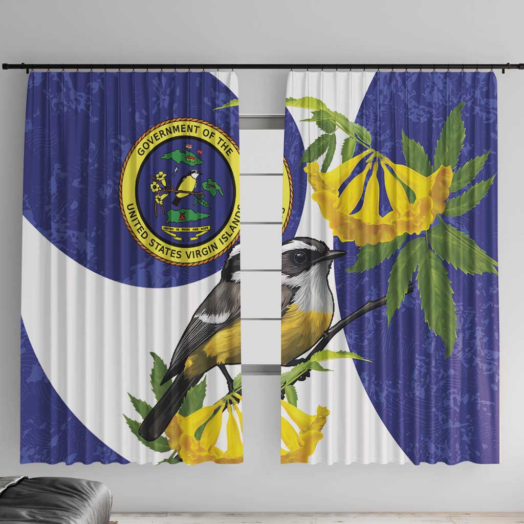 US Virgin Islands Window Curtain Bananaquit Bird Mix Ginger Thomas Flower - Wonder Print Shop
