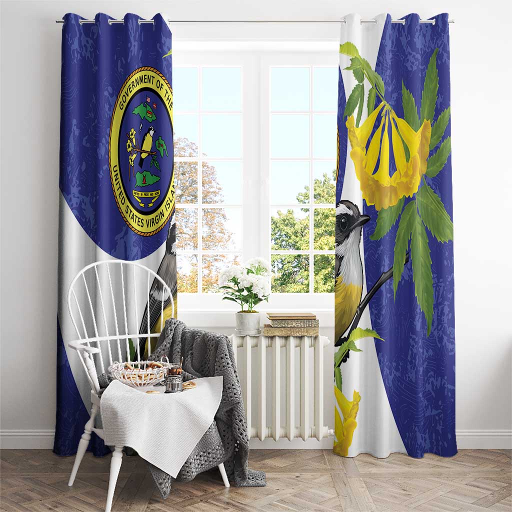 US Virgin Islands Window Curtain Bananaquit Bird Mix Ginger Thomas Flower - Wonder Print Shop