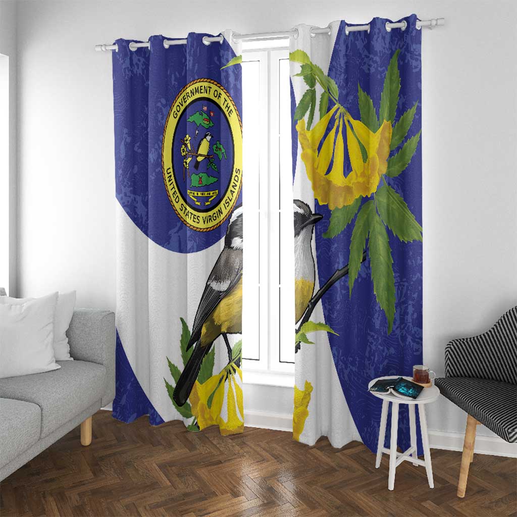 US Virgin Islands Window Curtain Bananaquit Bird Mix Ginger Thomas Flower - Wonder Print Shop