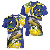 US Virgin Islands Women V-Neck T-Shirt Bananaquit Bird Mix Ginger Thomas Flower - Wonder Print Shop
