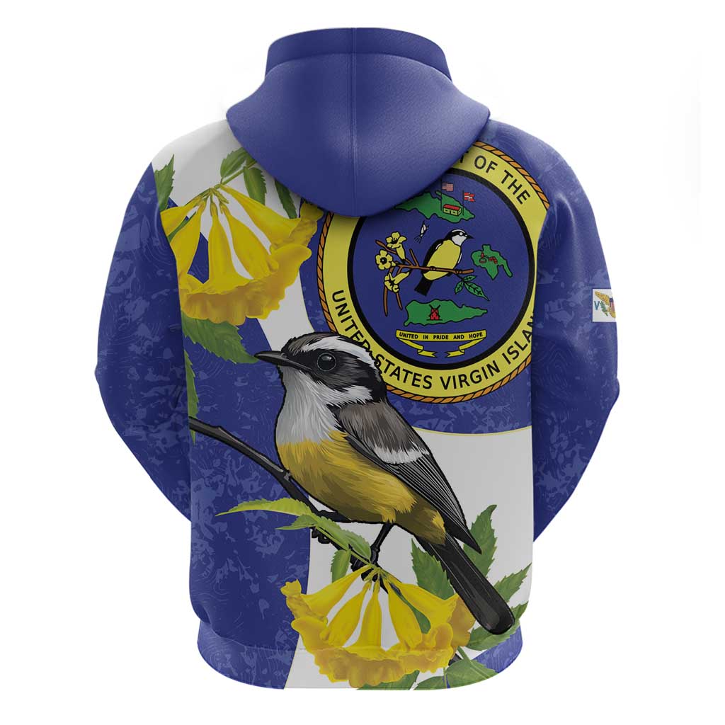 US Virgin Islands Zip Hoodie Bananaquit Bird Mix Ginger Thomas Flower - Wonder Print Shop