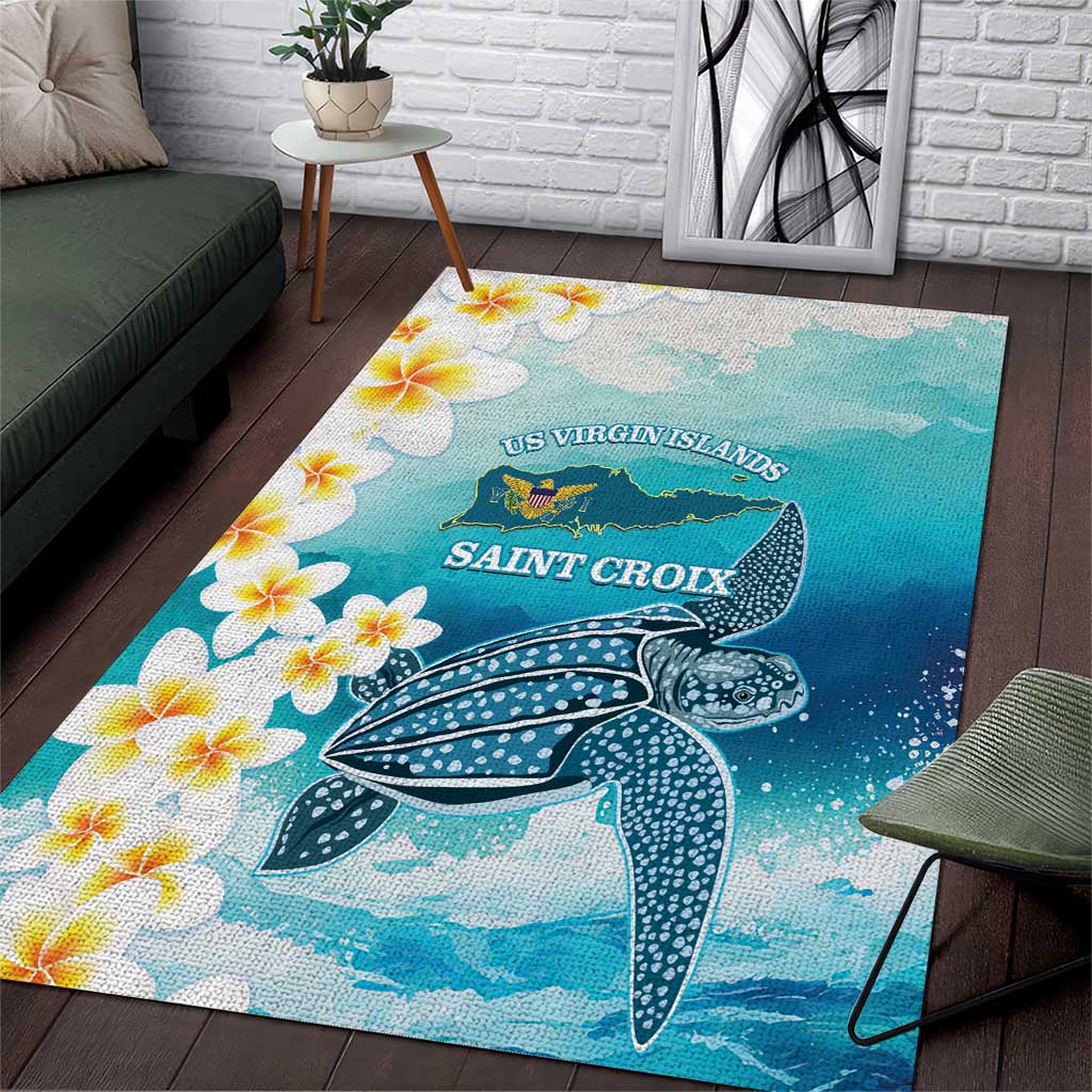 US Virgin Islands St Croix Area Rug Twin City Leatherback With Plumeria - Wonder Print Shop
