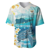 US Virgin Islands St Croix Baseball Jersey Twin City Leatherback With Plumeria - Wonder Print Shop