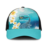 US Virgin Islands St Croix Baseball Net Cap Twin City Leatherback With Plumeria - Wonder Print Shop