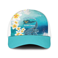 US Virgin Islands St Croix Baseball Net Cap Twin City Leatherback With Plumeria - Wonder Print Shop