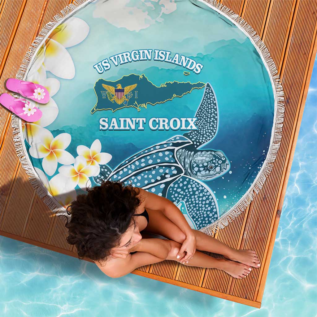 US Virgin Islands St Croix Beach Blanket Twin City Leatherback With Plumeria - Wonder Print Shop