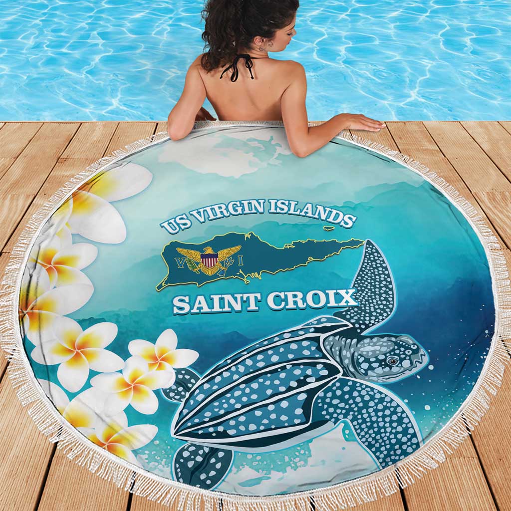 US Virgin Islands St Croix Beach Blanket Twin City Leatherback With Plumeria - Wonder Print Shop