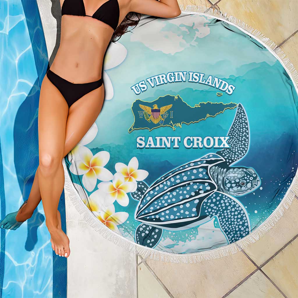 US Virgin Islands St Croix Beach Blanket Twin City Leatherback With Plumeria - Wonder Print Shop