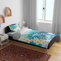 US Virgin Islands St Croix Bedding Set Twin City Leatherback With Plumeria - Wonder Print Shop