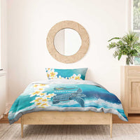 US Virgin Islands St Croix Bedding Set Twin City Leatherback With Plumeria - Wonder Print Shop