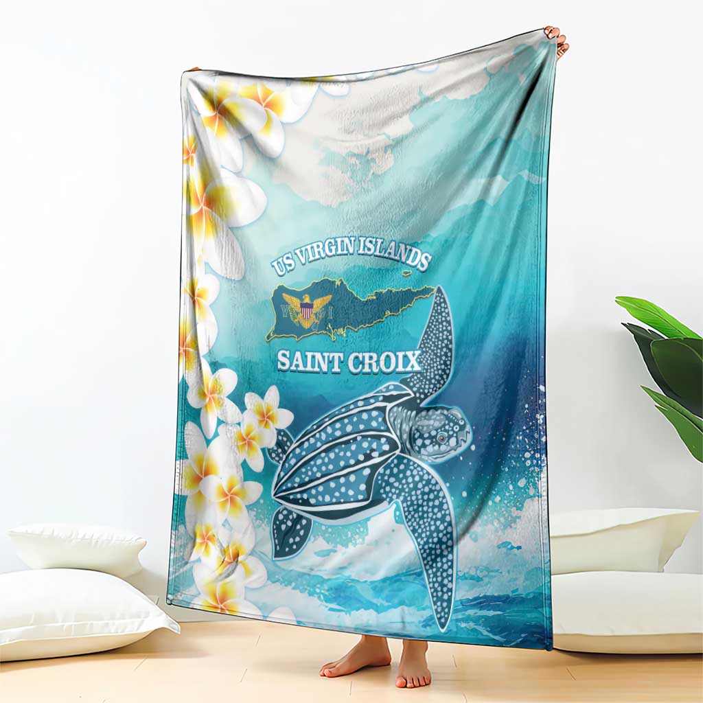 US Virgin Islands St Croix Blanket Twin City Leatherback With Plumeria