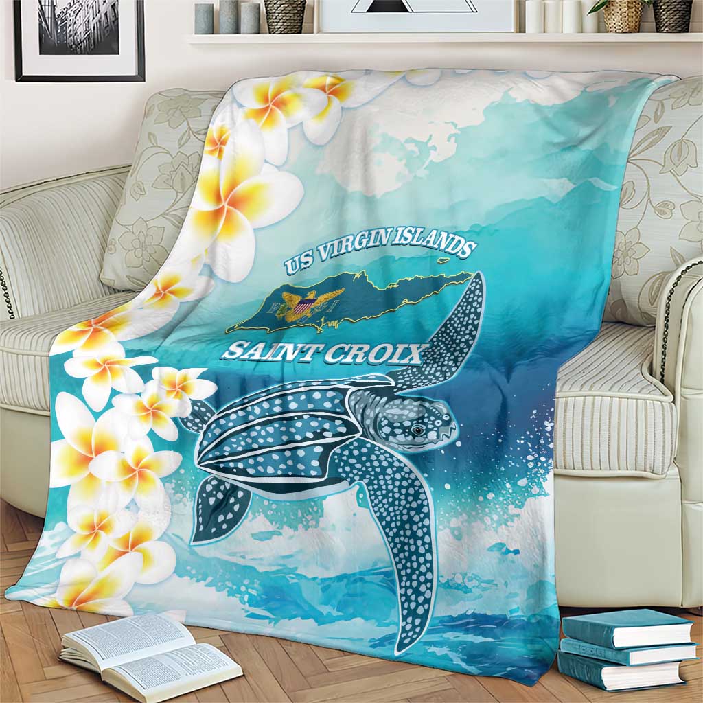 US Virgin Islands St Croix Blanket Twin City Leatherback With Plumeria