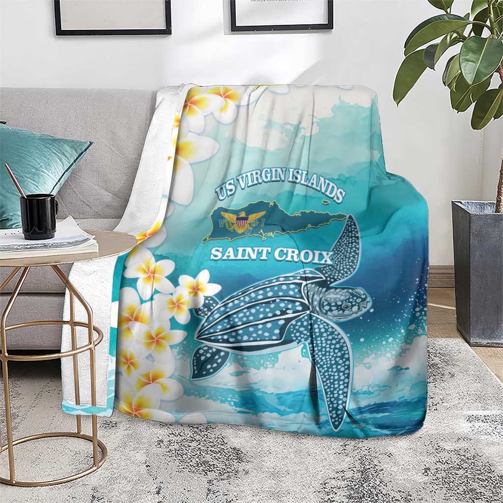 US Virgin Islands St Croix Blanket Twin City Leatherback With Plumeria