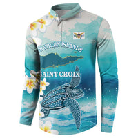 US Virgin Islands St Croix Button Sweatshirt Twin City Leatherback With Plumeria - Wonder Print Shop