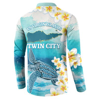 US Virgin Islands St Croix Button Sweatshirt Twin City Leatherback With Plumeria - Wonder Print Shop