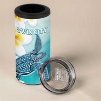 US Virgin Islands St Croix 4 in 1 Can Cooler Tumbler Twin City Leatherback With Plumeria