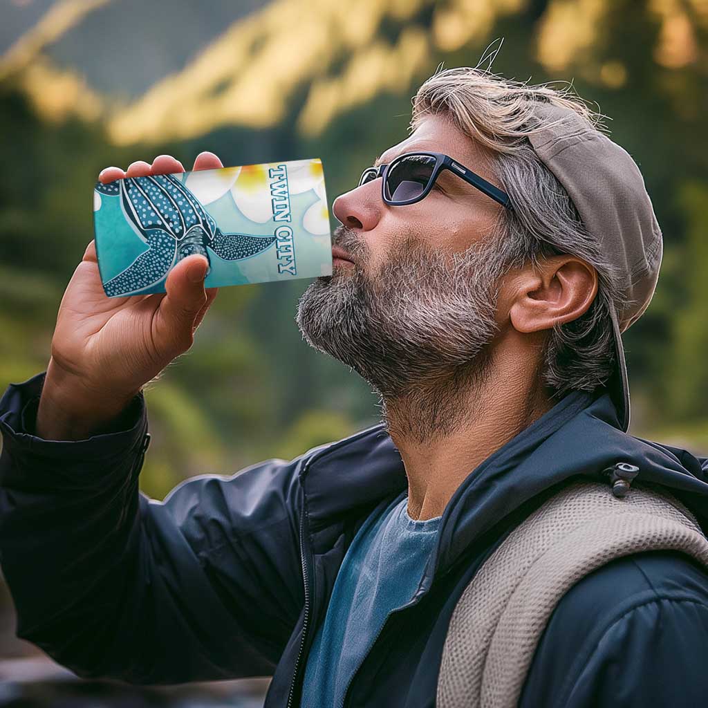 US Virgin Islands St Croix 4 in 1 Can Cooler Tumbler Twin City Leatherback With Plumeria