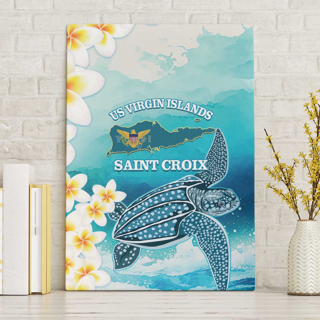 US Virgin Islands St Croix Canvas Wall Art Twin City Leatherback With Plumeria - Wonder Print Shop