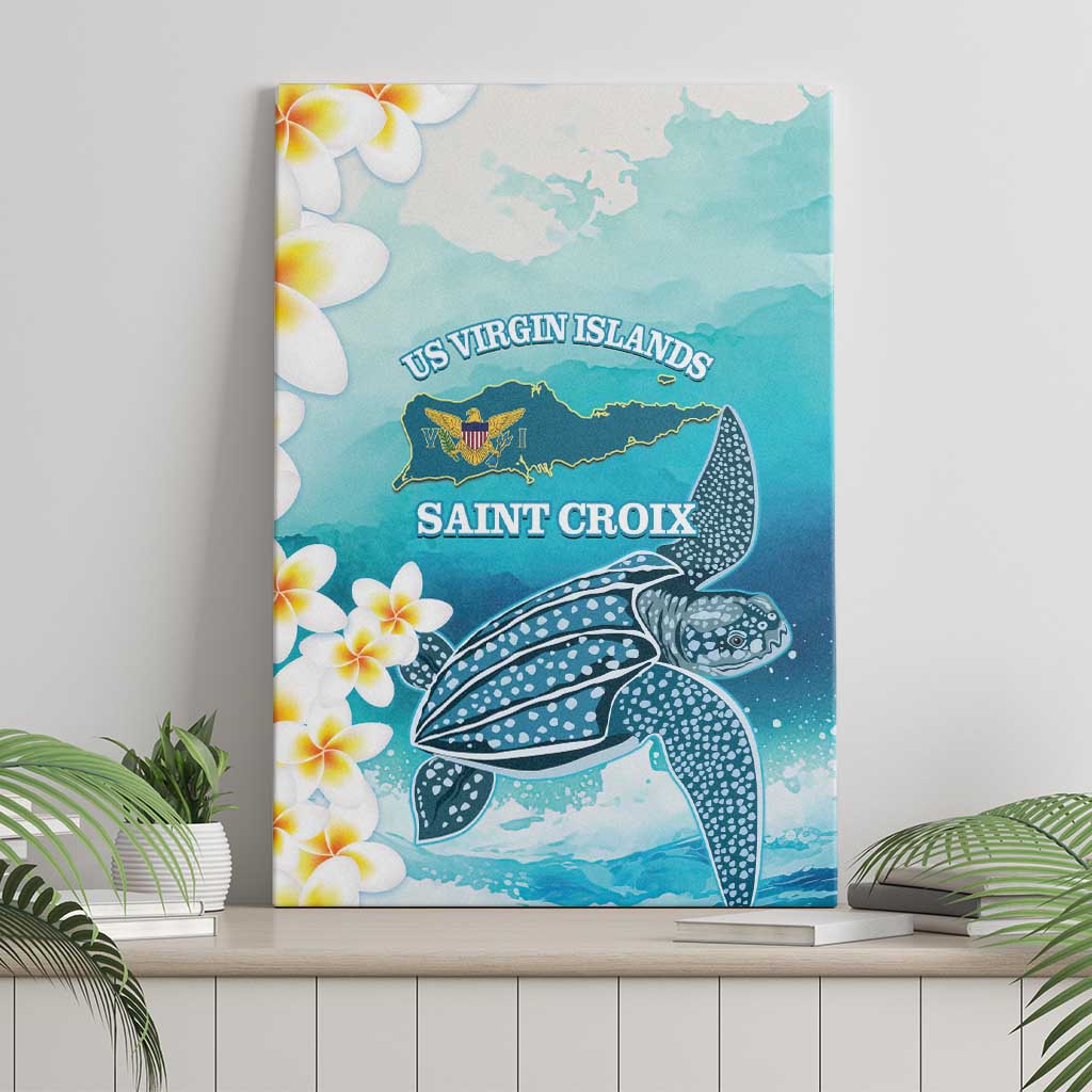 US Virgin Islands St Croix Canvas Wall Art Twin City Leatherback With Plumeria - Wonder Print Shop