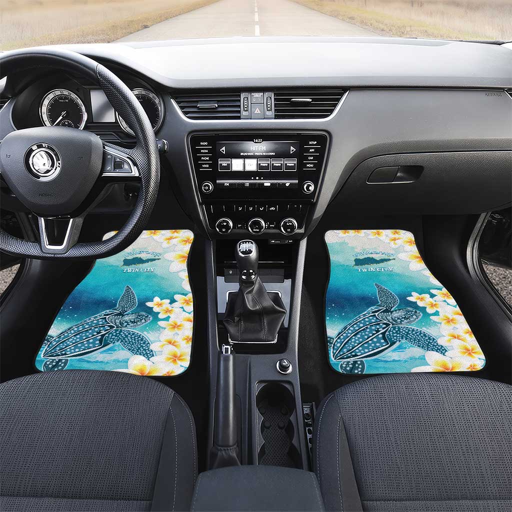 US Virgin Islands St Croix Car Mats Twin City Leatherback With Plumeria - Wonder Print Shop