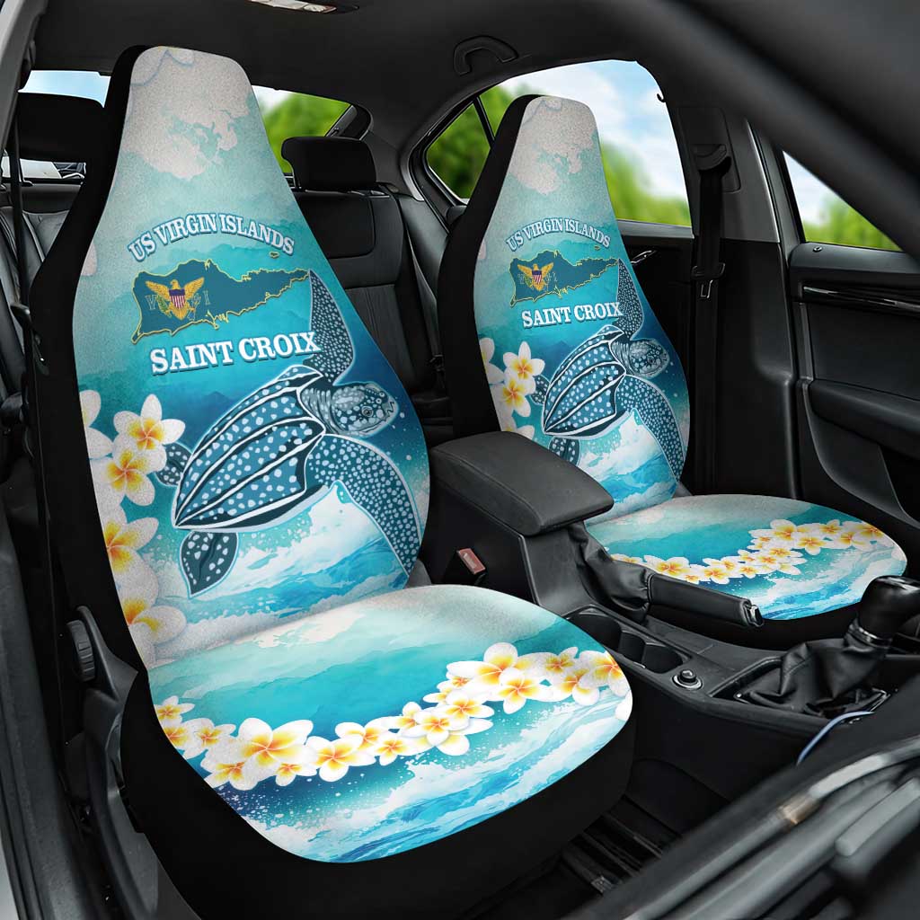 US Virgin Islands St Croix Car Seat Cover Twin City Leatherback With Plumeria - Wonder Print Shop