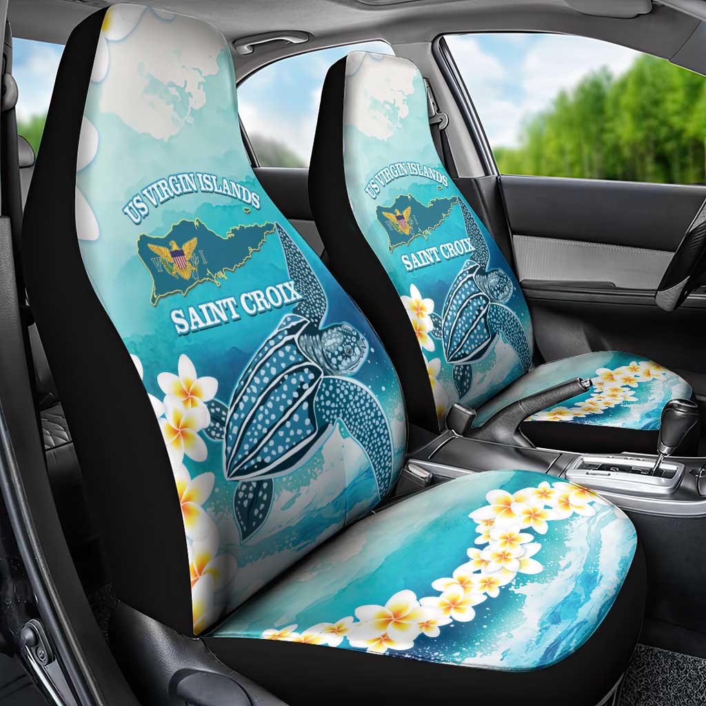 US Virgin Islands St Croix Car Seat Cover Twin City Leatherback With Plumeria - Wonder Print Shop