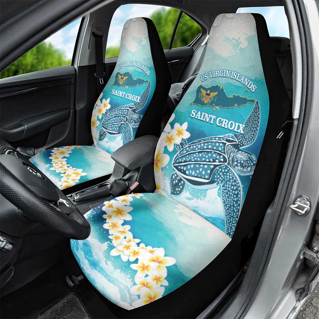 US Virgin Islands St Croix Car Seat Cover Twin City Leatherback With Plumeria - Wonder Print Shop