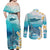 US Virgin Islands St Croix Couples Matching Off Shoulder Maxi Dress and Long Sleeve Button Shirt Twin City Leatherback With Plumeria