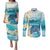 US Virgin Islands St Croix Couples Matching Puletasi and Long Sleeve Button Shirt Twin City Leatherback With Plumeria