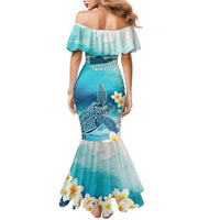 US Virgin Islands St Croix Family Matching Mermaid Dress and Hawaiian Shirt Twin City Leatherback With Plumeria - Wonder Print Shop