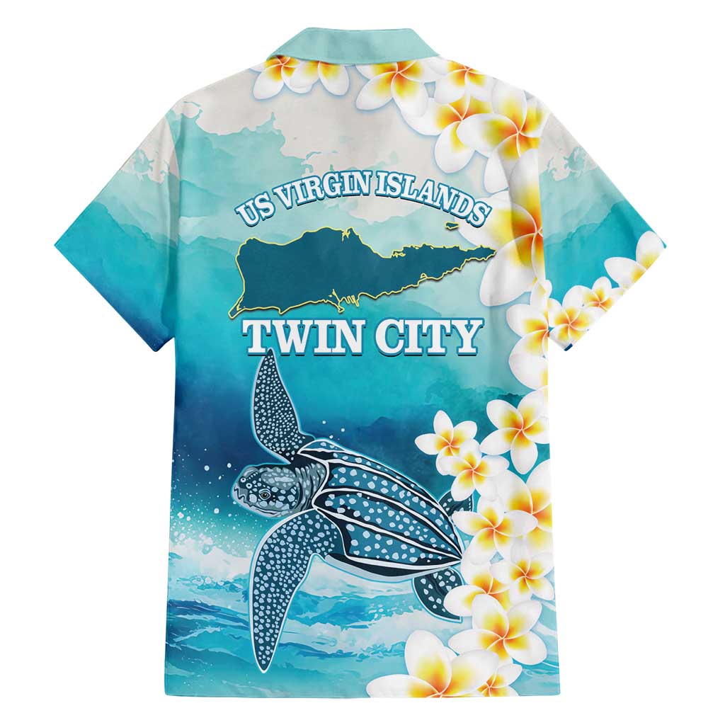 US Virgin Islands St Croix Family Matching Off Shoulder Maxi Dress and Hawaiian Shirt Twin City Leatherback With Plumeria - Wonder Print Shop