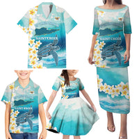 US Virgin Islands St Croix Family Matching Puletasi and Hawaiian Shirt Twin City Leatherback With Plumeria