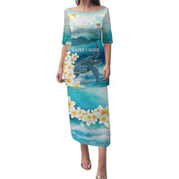 US Virgin Islands St Croix Family Matching Puletasi and Hawaiian Shirt Twin City Leatherback With Plumeria