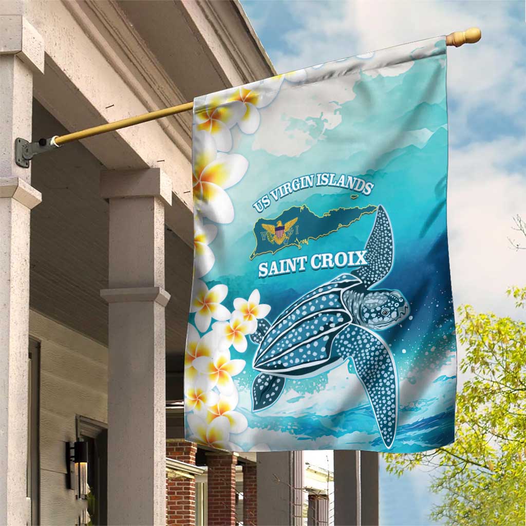 US Virgin Islands St Croix Garden Flag Twin City Leatherback With Plumeria - Wonder Print Shop