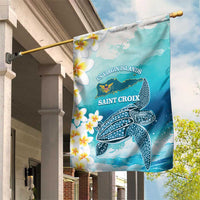 US Virgin Islands St Croix Garden Flag Twin City Leatherback With Plumeria - Wonder Print Shop