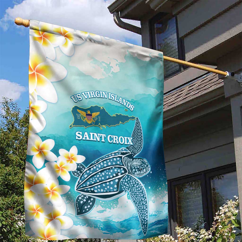 US Virgin Islands St Croix Garden Flag Twin City Leatherback With Plumeria - Wonder Print Shop