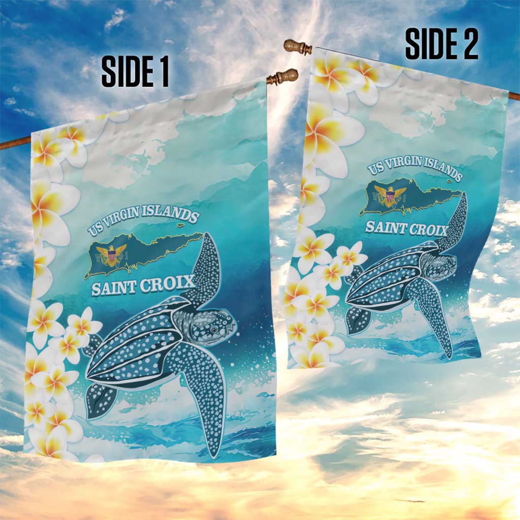 US Virgin Islands St Croix Garden Flag Twin City Leatherback With Plumeria - Wonder Print Shop